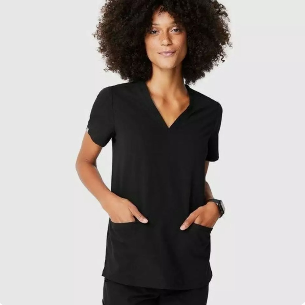 Figs V neck Black Technical Collection Women's Scrub Top Size XXS